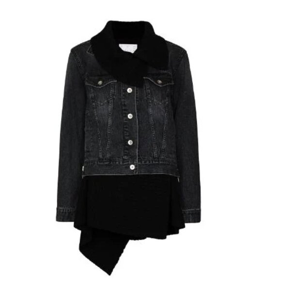Sacai Hybrid Knitted Wool Cardigan Denim Jacket In Black 3 Large - Picture 2 of 12